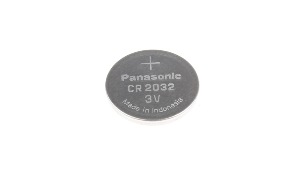 Panasonic CR2032 Button Battery, 3V, 20mm Diameter