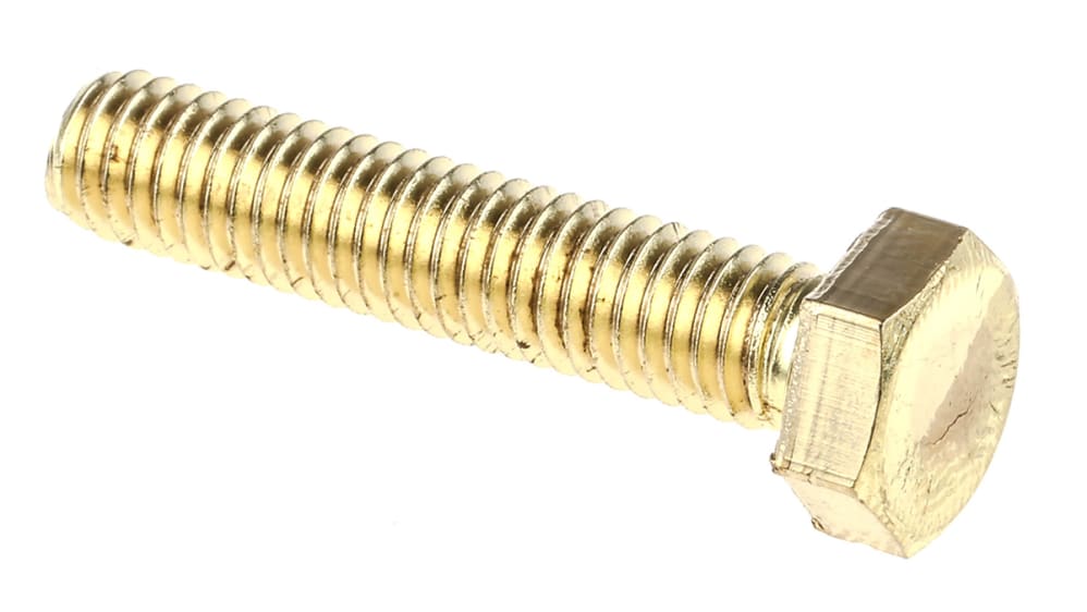 Plain Brass Hex, Hex Bolt, M6 x 25mm