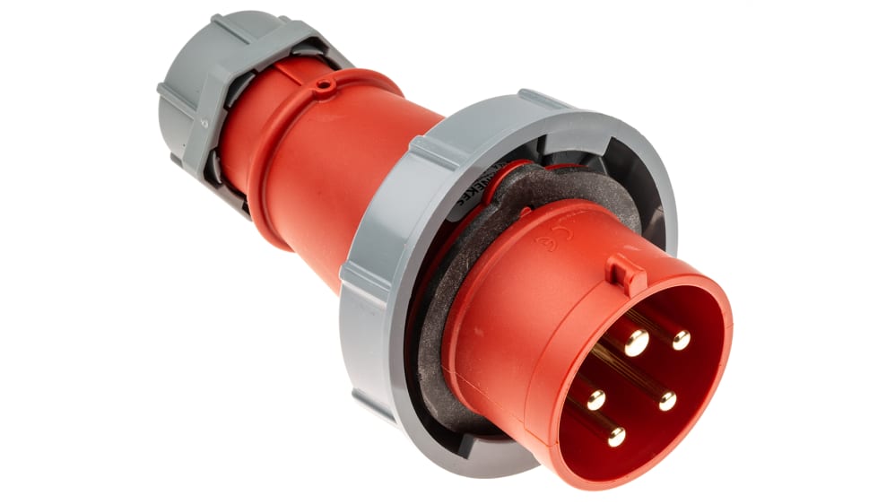 300RS | Connecteur industriel AM-TOP, Rouge, IP67 Droit, 3P+N+PE