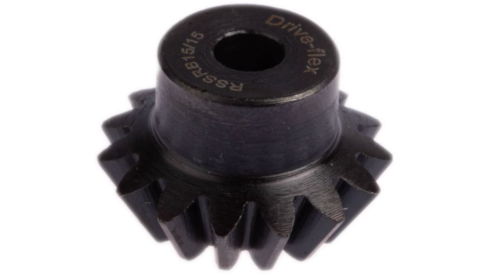 RS PRO Stahl Winkelgetriebe Zahnrad, 20°, Fase, 2:1 Modul 1.5, 15 Zähne,  Teilung 1.5mm, Bohrung 6mm