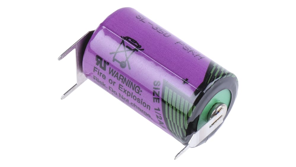 Tadiran Lithium Thionyl Chloride 3.6V 1/2 AA Battery RS Stock No.: 526-8447  Mfr. Part No.: SL350/PT