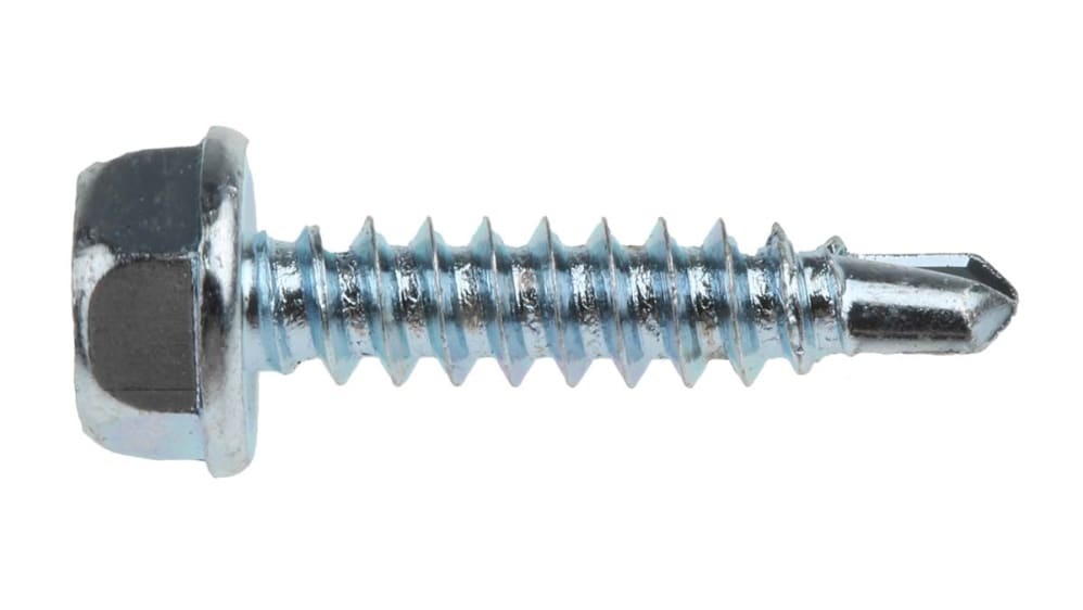 RS PRO Bright Zinc Plated Steel Self Drilling Screw M4.2 x 19mm Long