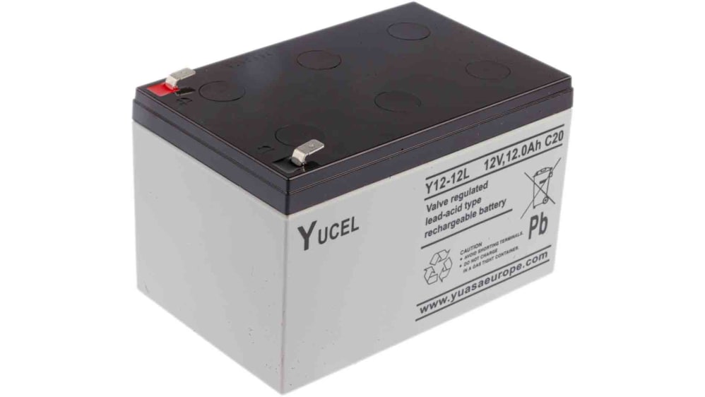 Yuasa 12V Faston 4.8mm Sealed Lead Acid Battery, 12Ah