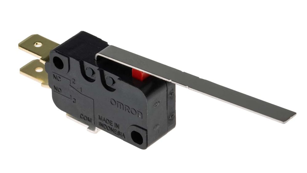 Omron Long Leaf Lever Micro Switch, Tab Terminal, 16 A @ 250 V ac, SPDT,  IP40