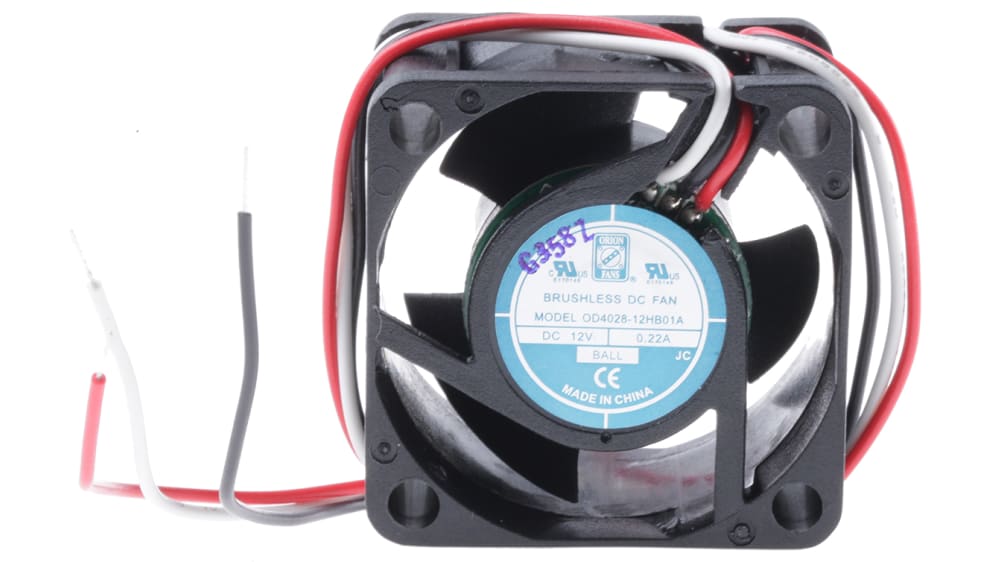 RS PRO DC-Axiallüfter 60x60x38mm – 12V / 17W, Kugellager, 10000 U/min, 103,6 M³/h