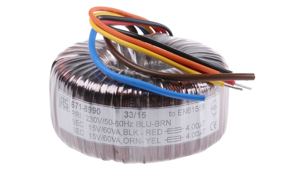 RS PRO トロイダルトランス,1次：230 V ac,2次：2 x 15 V ac 120 VA 2
