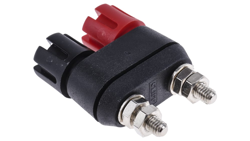 RS PRO ポスト端子 穴径:4 mm 2BAネジ, 黒, 赤 30A | RS