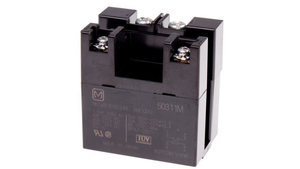 HE1AN-S-DC24V | Panasonic パワーリレー, 24V dc, SPST, 30A HE1AN-S-DC24V | Panasonic パワーリレー, 24V dc, SPST, 30A