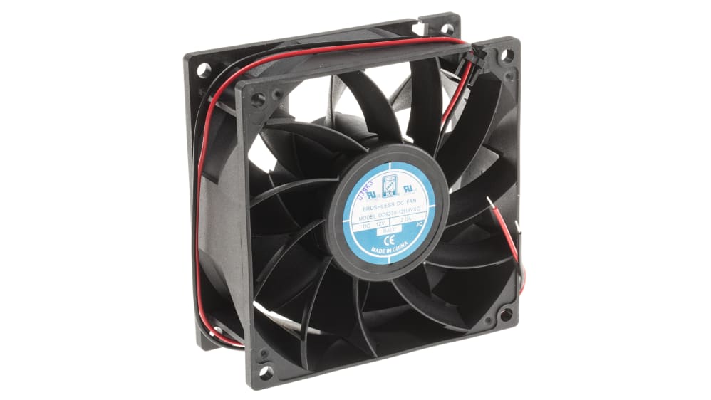 RS PRO Axial Fan, 12 V dc, DC Operation, 16W, Max, 92 x 92  x 38mm