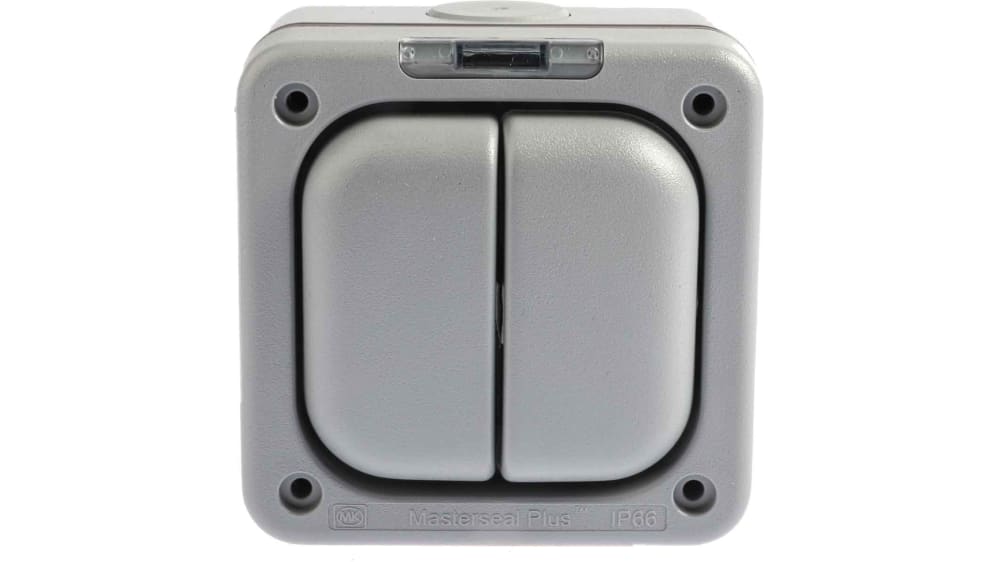 K56402GRY | MK Electric Grey, 1 Way Light Switch, 2 Gang