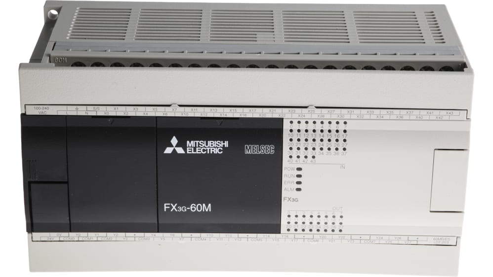 FX3G-60MR-ES Módulo lógico Mitsubishi FX3G, 100 → 240 Vac, 36 entradas  tipo Disipación, fuente, 24 salidas tipo Relé RS