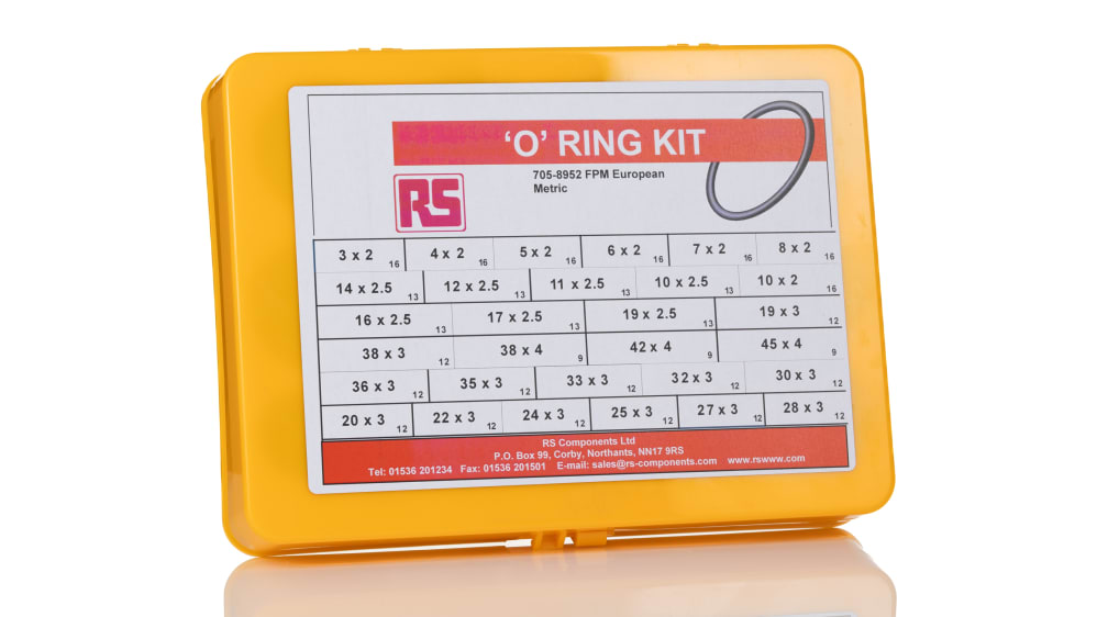 RS PRO FPM O-Ring-Satz, Dichtungsring ,Gummidichtung, 386 Stück