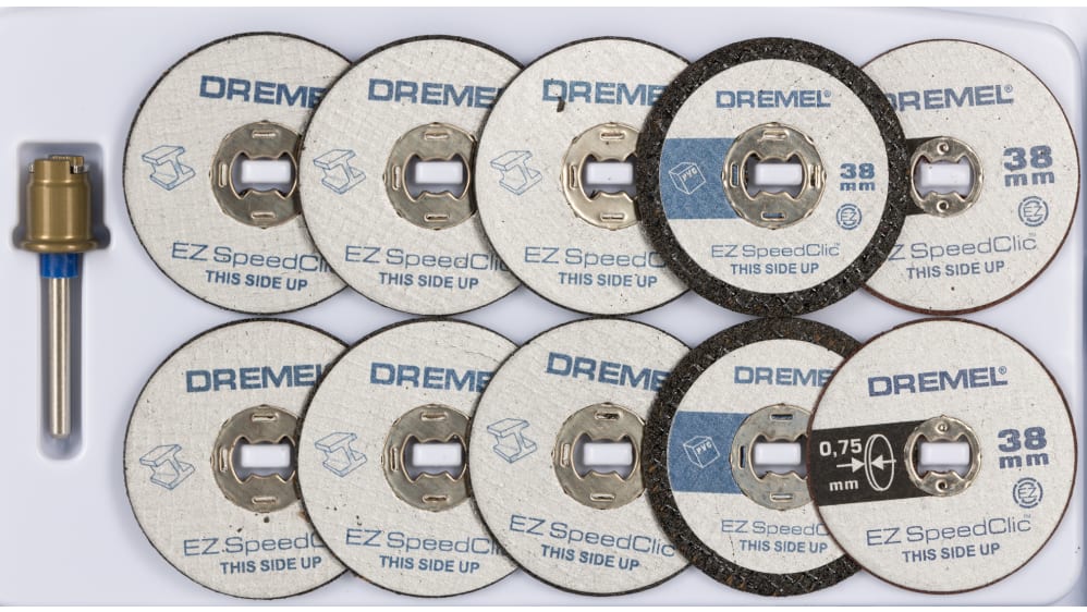 Set Accessori Dremel EZ SpeedClic - 10 Dischi Da Taglio + 1 Mandrino | Per Metallo, Plastica, Marmo - Foto 3