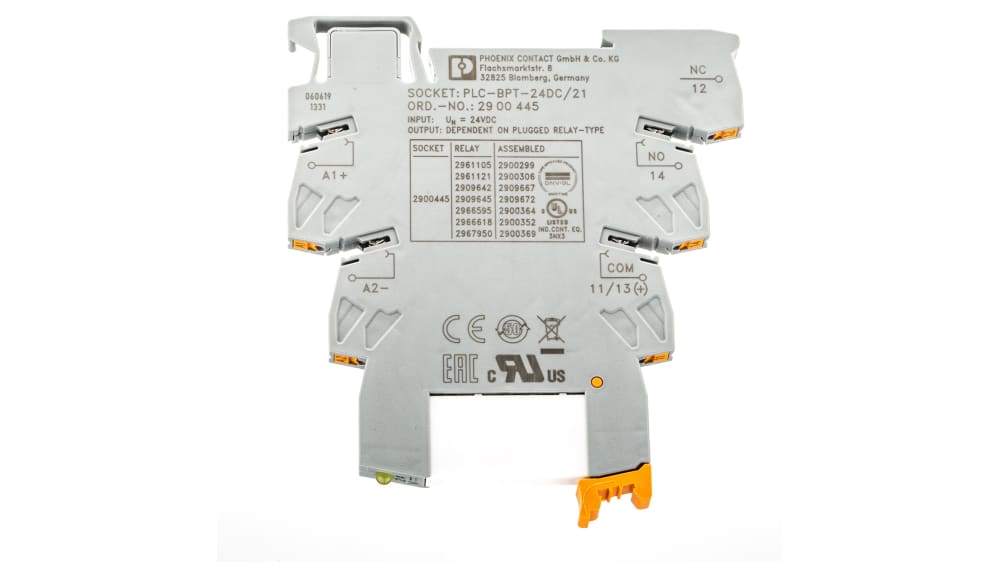 2900299, Phoenix Contact PLC-RPT-24DC/21 Interface Relais, 18.5V / 33.6V dc  24V dc, 1-poliger Wechsler DIN-Schienen 250V ac/dc