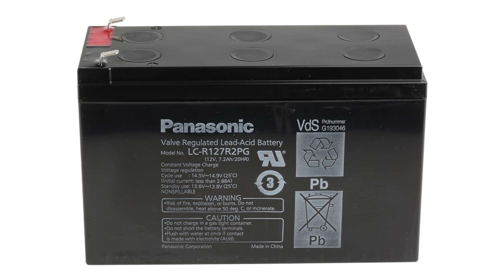 LC-R127R2PG | Panasonic 12V Faston F1 Sealed Lead Acid Battery