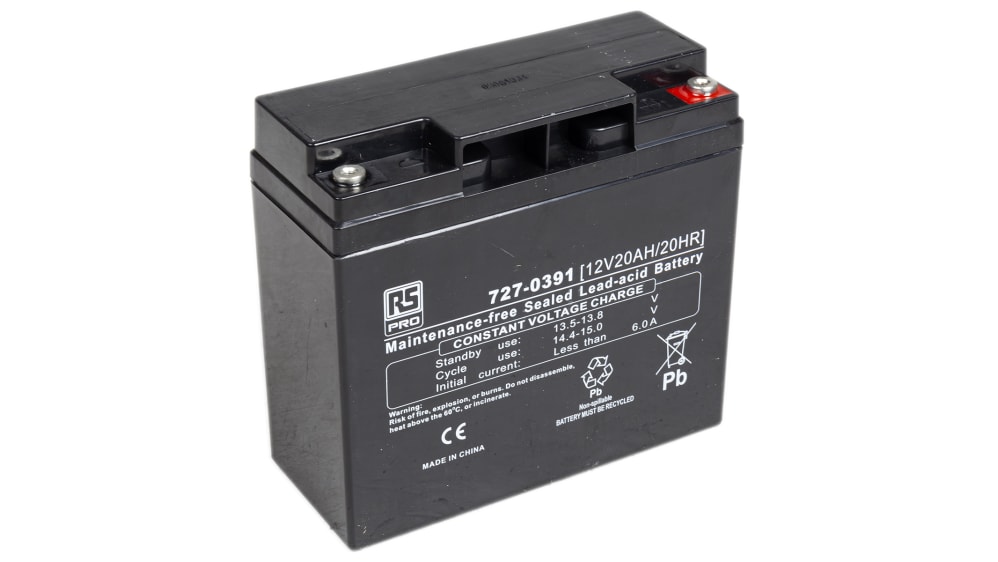 RS PRO 12V T12 Sealed Lead Acid Battery, 20Ah