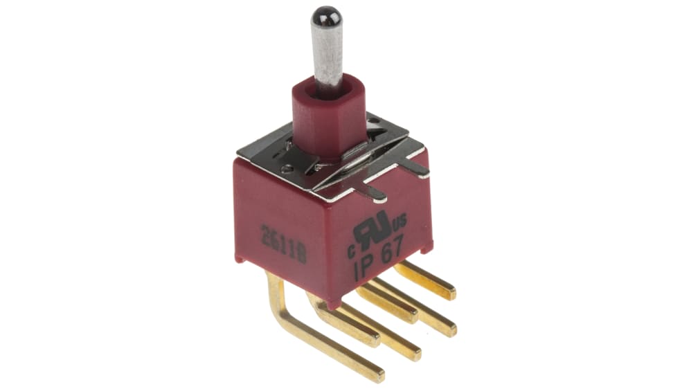 RS PRO トグルスイッチ, (On)-Off-(On), DPDT, 5 A @ 250 V ac, PCB | RS