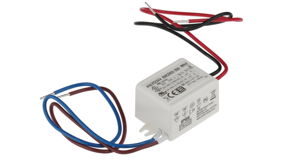 RACD03-350 Recom LED Driver, 3 → 15V dc Output, 3W Output, 350mA Output, Constant Current Constant | RS