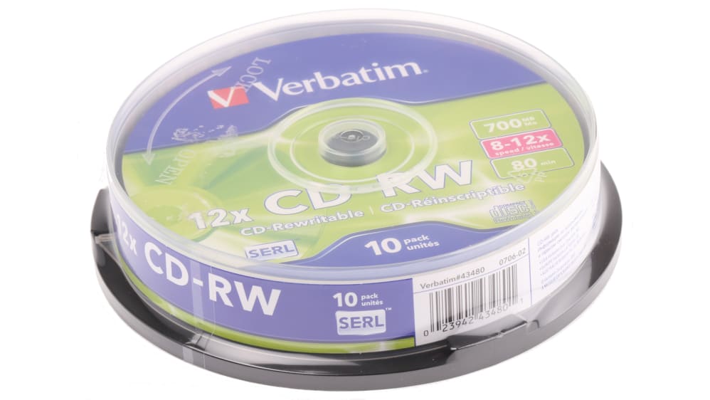 Verbatim CD-RW, 700 MB, 12X, 10 Pack