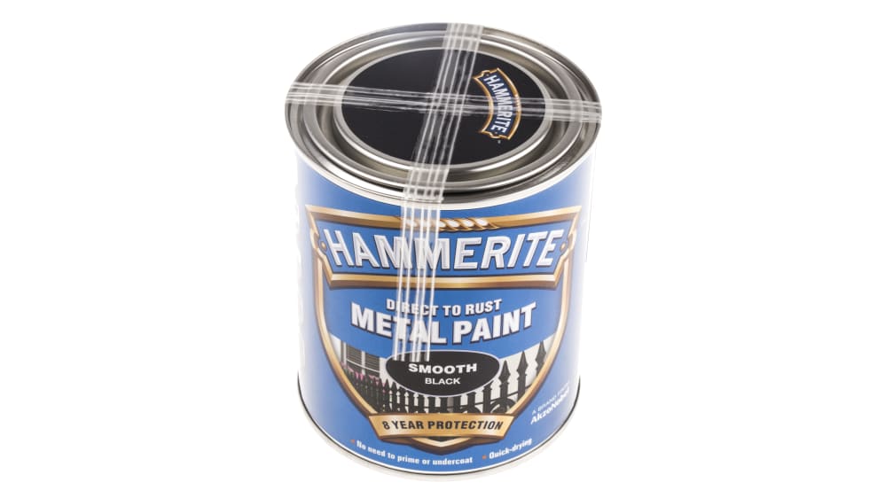 5092966 Hammerite Metal Paint in Smooth Black 750ml RS