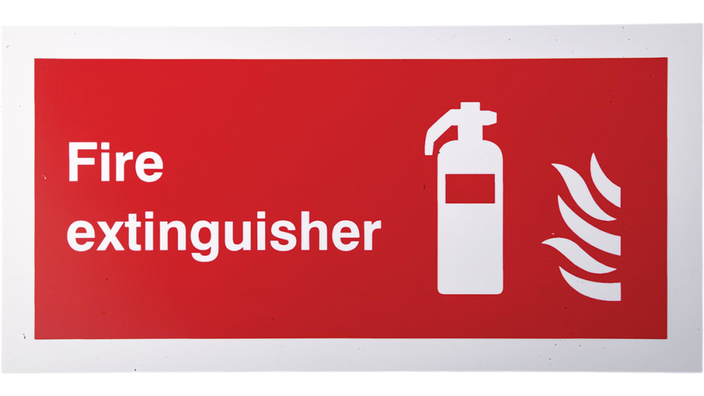 RS PRO Brandschutzzeichen Kunststoff Feuerlöscher Rot/Weiß Fire  extinguisher, Englisch