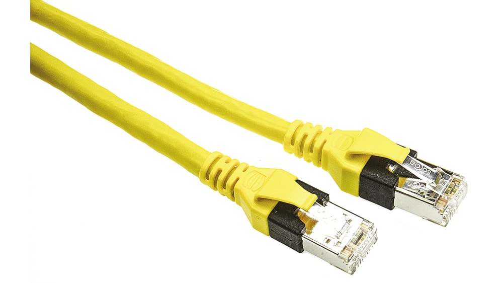 09474747119, Câble Ethernet catégorie 6 SF/UTP HARTING, Jaune, 8m PUR Avec  connecteur