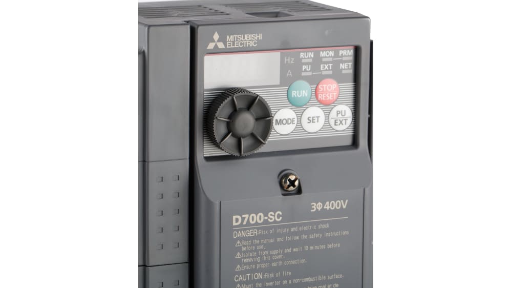 Mitsubishi Inverter Drive, 1.5 kW, 3 Phase, 400 V ac, 3.6 A, FR-D740 Series