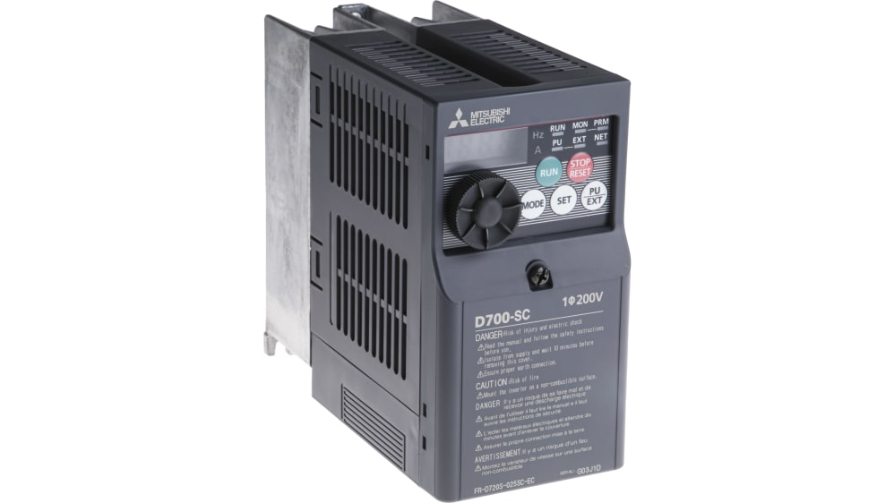 三菱電機 インバータ FR-D720S, 230 V ac 0.4 kW FR-D720S-025SC-EC ACモータ