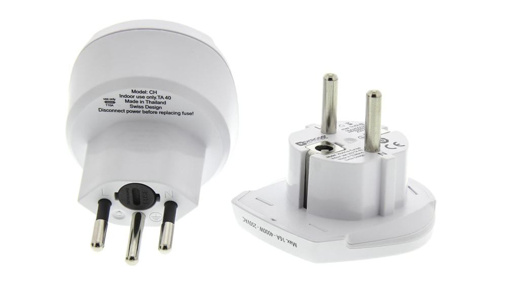 Adaptador universal RS PRO, 10A, de Europa, Italia, Suiza, Reino Unido, EE.  UU., a Australia, China, Europa