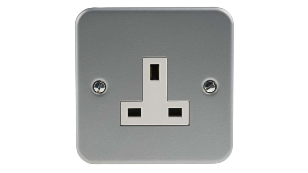 Presa Elettrica Singola 13A Con Interruttore – Merriway, Bianco, Placca In Metallo, Facile Installazione - 2