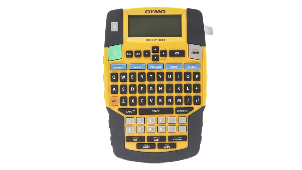 1852992, Etichettatrice Portatile Dymo Rhino 4200, QWERTY (UK), largh.  19mm max, spina tipo G - UK