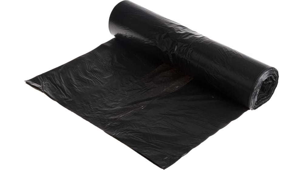 RS PRO Black Plastic Bin Bag, 80 → 90L Capacity, 50 per Package RS