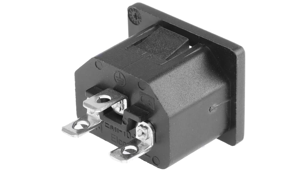 RS PRO C14 Straight Snap-in IEC Connector, 250V Male, 15A | RS