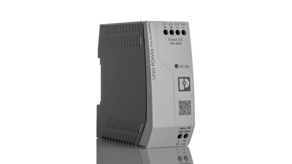 2902992 | Phoenix Contact UNO POWER DINレール電源 2.5 A 264V ac