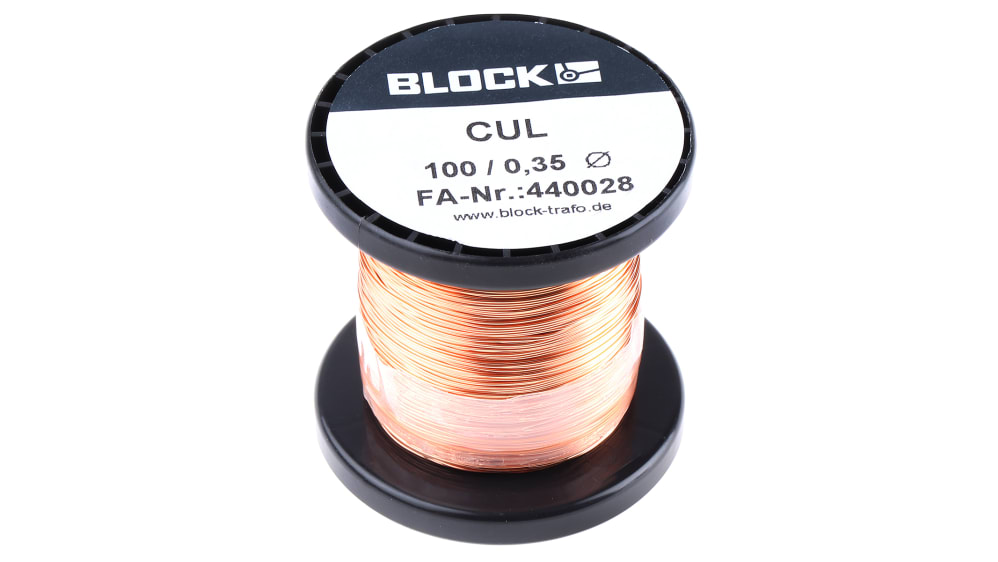 銅線19.77 CUL 100/0,35 | Block 銅線 エナメル 0.35 mm 外径 87 m 0.11 mm² | RS
