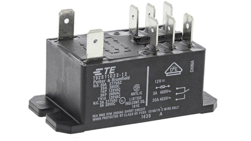 T92S11D22-12 9-1393211-3 | TE Connectivity パワーリレー 12V dc, 2c 