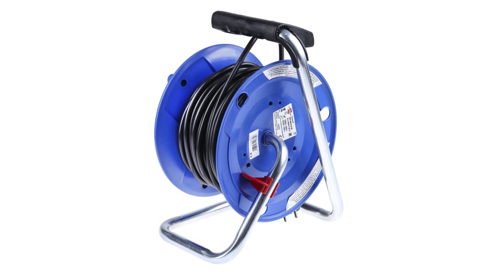 Professional electric cable reel, 4 sockets and Schuko plug,  H07RN-F3G1.5MM2, 25M , GS (TUV), IP44.