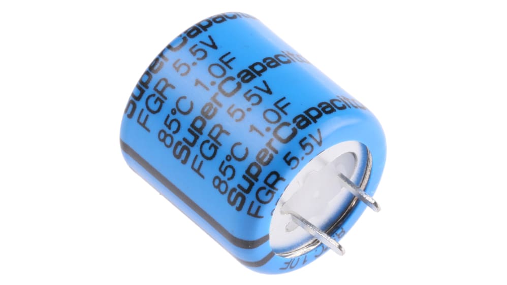 FGR0H105ZF | KEMET 電気二重層コンデンサ, 5.5V dc 1F リード品 FGR0H105ZF | KEMET 電気二重層コンデンサ, 5.5V dc 1F リード品