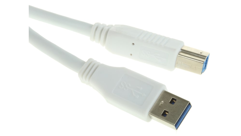 Cable USB 2.0 RS PRO, con A. USB A Macho, con B. USB A Hembra, long. 1.8m, color