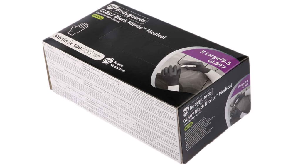 GL8975 BM Polyco Black Powder-Free Nitrile Disposable Gloves