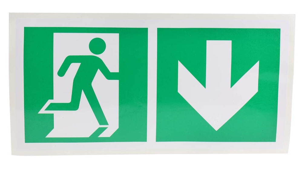 Vinyl Emergency Exit Down, With Pictogram Only, Non