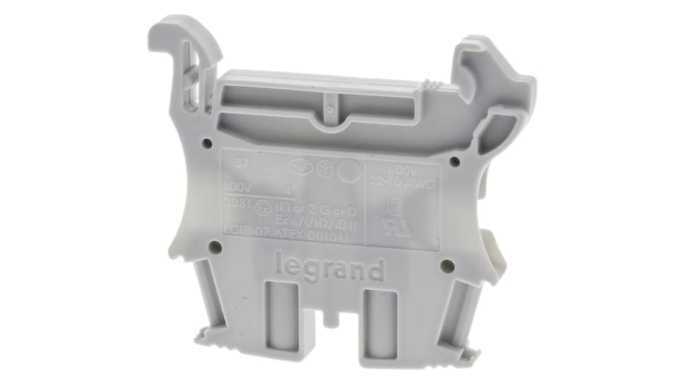 Legrand 0 371 61 Viking3 Series DIN Rail Terminal Block Grey, 4mm²