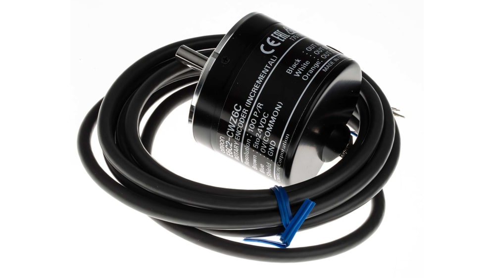 Omron E6C2 Series Incremental Incremental Encoder, 100 ppr, NPN Open  Collector Signal, Solid Type, 6mm Shaft