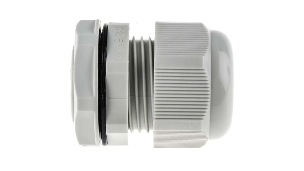 RS PRO Grey Nylon Cable Gland, M25 Thread, 13mm Min, 18mm Max  