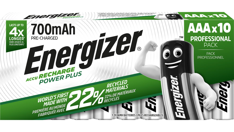 Energizer 充電式AAAバッテリ, ニッケル水素, 公称電圧1.2 V, 容量700 