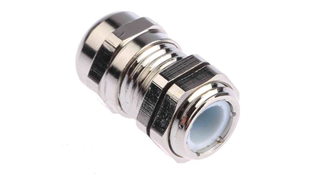 RS PRO, RS PRO Metallic Nickel Plated Brass Cable Gland, M20 Thread, 6mm  Min, 12mm Max, IP68, 210-0601