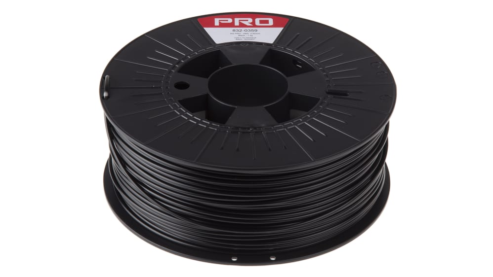 Filament pour imprimante 3D RS PRO, PLA, Ø 1.75mm, Noir, 1kg, FDM
