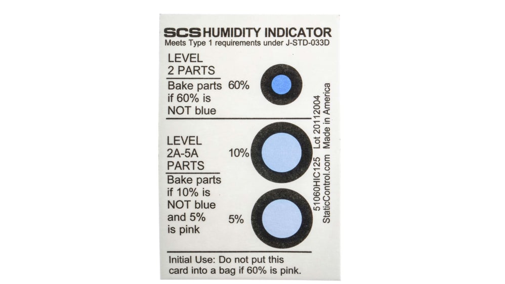 Humidity Indicator Cards, Moisture Sensitive