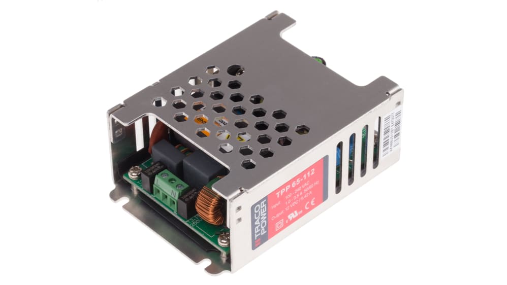 Alimentatore switching TRACOPOWER TPP 65-112, 65W, ingresso 120 → 370 V dc,  85 → 264 V ac, uscita 12V cc