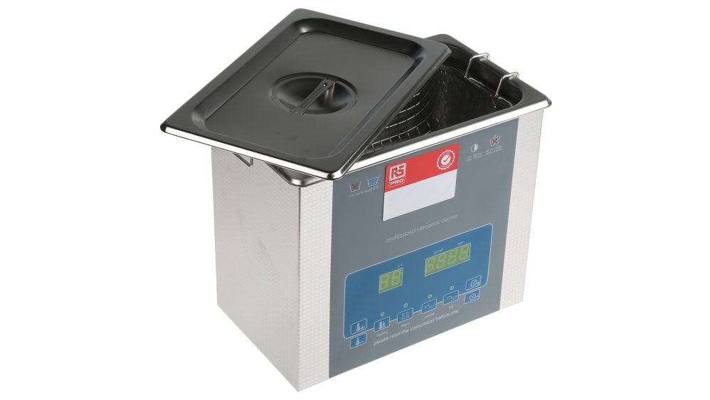 RS PRO - 1368566 - Digital Ultrasonic Cleaner 600mL Capacity 35W Heater  Power 35W Ultrasonic - RS